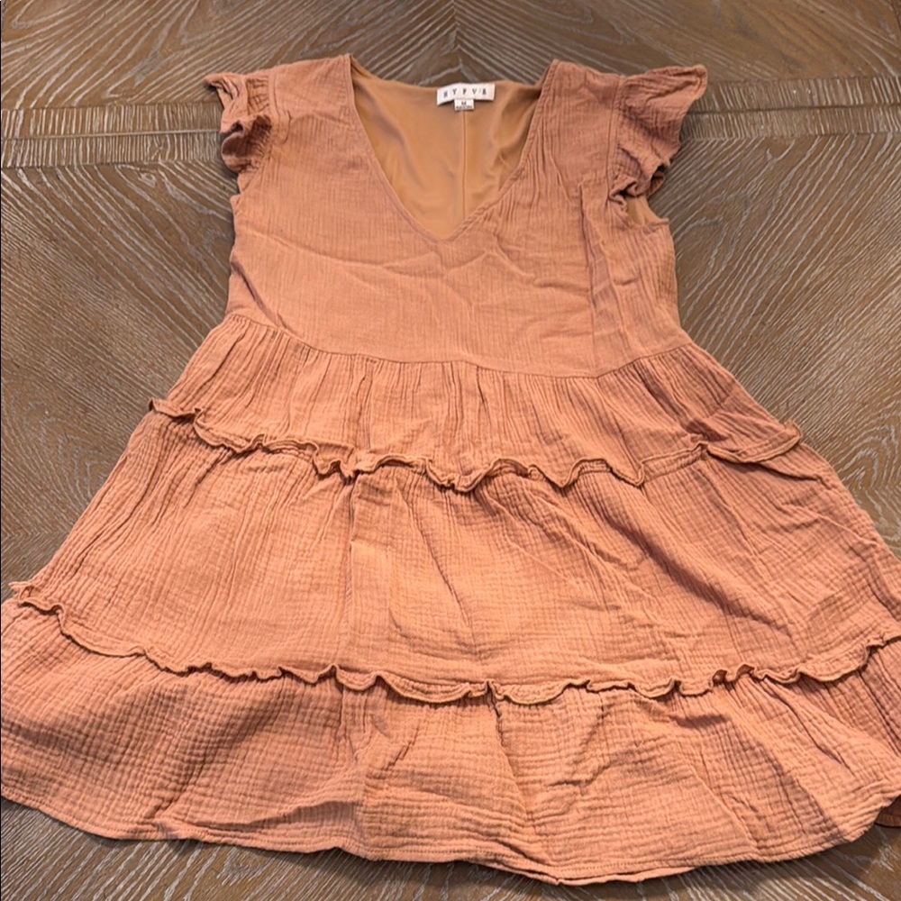 HYFVE Pink and Orange Ruffled Tiered Sundress